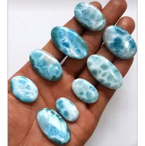 Rare Quality Smooth Festival Gems Larimar Cabochon Loose Gemstone 22-12 mm For Happy Christmas Day