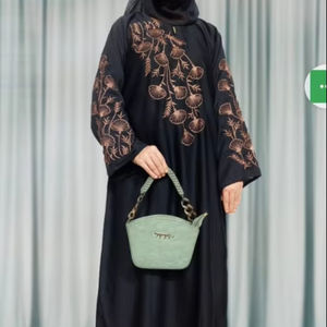 Vêtements islamiques, nouveau ensemble abaya, robe hijab, tissu léger en géorgette, femmes, filles, musulmanes, uni, teinture unie - Product Image 1