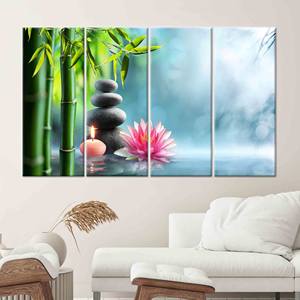 ผ้าใบพิมพ์ลายสมัยใหม่: ของตกแต่งผนังลายหินเซนสำหรับสปา ห้องนอน 4P: ห่อหุ้มอย่างดี - Product Image 1