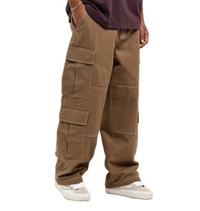 Custom Baggy Wide Leg Flared Pants Men Twill Wide-Leg Oversized Cargo Straight Leg Ins-Style Casual Sweatpants <b>Stacked</b> Pant - Product Image 1