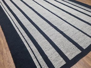 Alfombra de algodón estilo Kilim tejida a mano corredor blanco negro antideslizante con mechones para entrada pasillo escaleras características únicas personalizables - Product Image 2