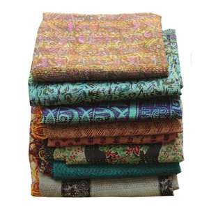 Vintage Kantha Silk <b>Scarf</b> Reversible 100% Silk Sari Saree Wrap Hand Drawn Designer Pattern Long Indian <b>Dupatta</b> Wholesale Supply - Product Image 1