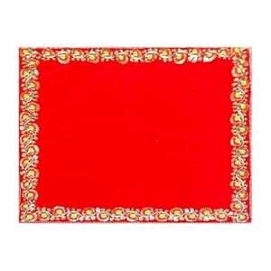 ผ้ากำมะหยี่สำหรับตกแต่ง pooja aasan | เสื่อปักสีแดงสำหรับแมนเดอร์พิธีกรรมและการใช้พิธีการ | มีหลายขนาด - Product Image 3