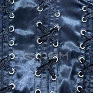 High Quality Black Satin Overbust Steel Boned Halter <b>Corset</b> With Adjustable Back <b>Lacing</b> & Sculpted Bust - Product Image 6