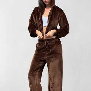 Nouveauté 2025 Survêtement en velours pour femmes Survêtements d'hiver personnalisés de haute qualité Survêtement de jogging en velours juteux - Product Image 5