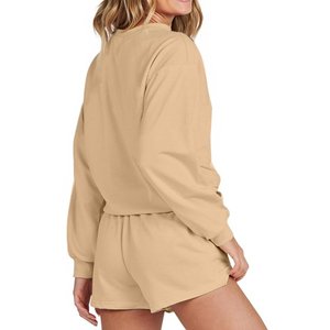 Pajama <b>Sets</b> for Women <b>Two</b> <b>Piece</b> Outfits Long Sleeve Sweatshirts <b>Lounge</b> <b>Sets</b> Casual Tops and Shorts Fall Outfits - Product Image 4