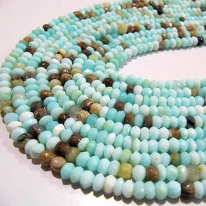 Cuentas facetadas de Rondelle de ópalo peruano natural de 3 a 6mm, cuentas de la mejor calidad, hebra de 8 pulgadas de largo - Product Image 1