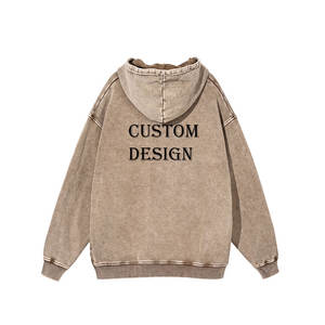 2025 Vintage Acid Wash 100% Cotton Pullover Hoodie para hombres Streetwear Impresión digital bordada de gran tamaño para la temporada de invierno - Product Image 6