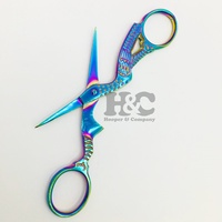 Ciseaux à cuticules Lash Print Gold Plasma en acier inoxydable pour droitiers, durables, à lame de beauté affûtée, design incurvé, écoresponsables