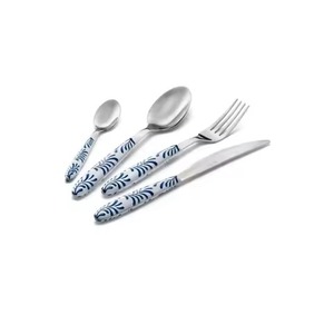 Cubiertos de Acero con Mango Azul Elegante y Cabeza Plateada, Cubiertos Premium Ideales para Restaurantes, Hoteles y Uso Doméstico - Product Image 1