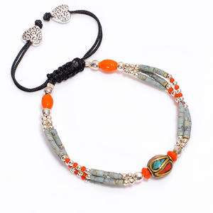 Bracelet de mode en turquoise naturelle et lapis-lazuli, bijoux en argent tibétain, bracelet antique népalais, exportateur de bijoux en pierres précieuses - Product Image 1