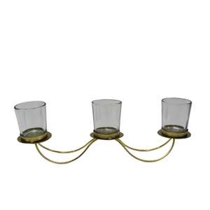 Ensemble de 2 bougeoirs décoratifs pour la maison en verre et fer avec socle en bois support de bougie en PC noir mat mort - Product Image 3