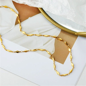 Trendy Custom 316L Stainless Steel 14k 18k Gold Plated Necklace <b>Bracelet</b> Jewelry <b>Set</b> for Women wholesale - Product Image 3