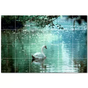 Mural de pared de azulejo de cerámica de pájaro PT500134 48 "W X 32" H Juego de 24 azulejos de cerámica de 8x8 - Product Image 1