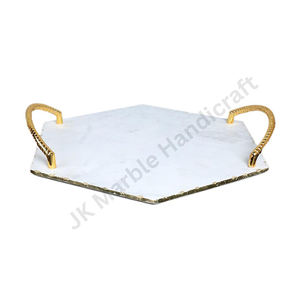 Grand plateau de service en marbre avec poignées pour le service de nourriture et de boissons lors des rassemblements et des célébrations - Product Image 1