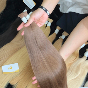 Meilleur prix, extensions de cheveux humains vierges naturels du Vietnam à 100%, texture lisse, blond, cheveux en vrac, 100g, vente en gros de luxe, Minh Khang - Product Image 1