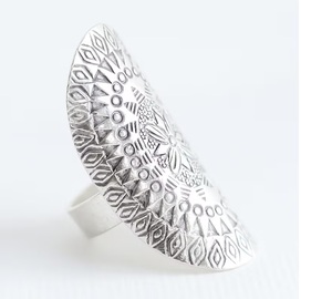 Grande Bague Mandala Réglable en Argent Sterling 925 Fait à la Main Bijoux Hippie Bohème Style Religieux Chrétien - Product Image 4