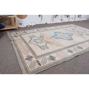 พรมตุรกีขนาด 5.1x7.7 ฟุต, พรมวินเทจ, พรมโมร็อกโกสีเบจ - Product Image 3