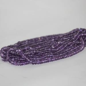 Cuentas de piedras preciosas Rondelle lisas de amatista púrpura Natural de 4mm y 5mm, hebra DIY para hacer joyas, collares, pulseras, proveedor en línea - Product Image 1