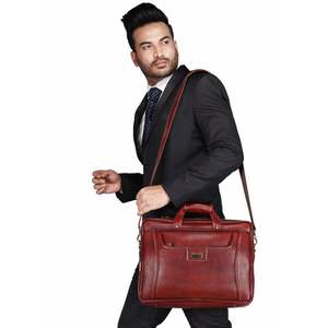 Genuine Leather Brown <b>Medical</b> Representative <b>Bag</b> Made in India - Product Image 1