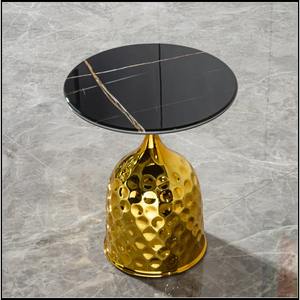 Wholesale Modern Style Custom Hammered Metal <b>Coffee</b> <b>Table</b> with Bedroom Nightstand Metal Iron Circular Natural Marble Side <b>Table</b> - Product Image 4