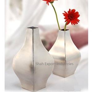 Florero de Metal de lujo moderno acabado plateado para el hogar sala de estar boda escritorio floreros decorativos - Product Image 5