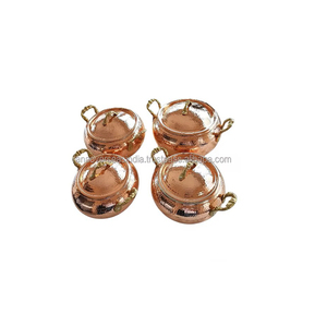 Casserole en cuivre martelé de luxe avec couvercle et double poignée en laiton pour servir et présenter avec style à Budge Friendly Prices - Product Image 6