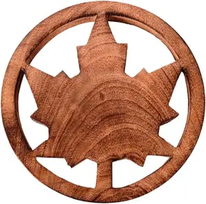 New product Wood trivets leaf design round handmade kitchen Accessories top demanding product wood trivets