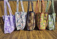 Sacs fourre-tout bohèmes en coton matelassé imprimé coloré, motifs floraux patchwork, poignées souples, spacieux pour le shopping et le quotidien