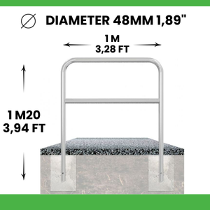 Support de stationnement pour vélos en plein air Barre transversale en acier galvanisé Protection de voiture Installation en béton Support de vélo durable Ville urbaine - Product Image 4