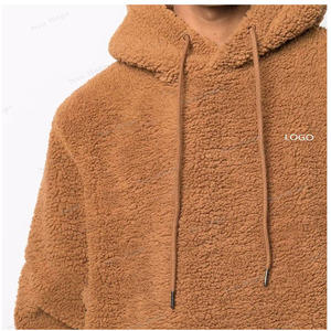 Vente en gros de pulls Sherpa à capuche pour hommes, sweats à capuche en laine d'agneau chauds et respirants de couleur unie avec logo personnalisé pour hommes - Product Image 6