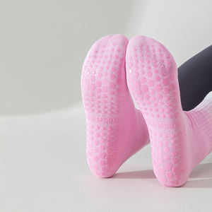 <b>Women</b> Anti <b>Slip</b> Yoga Pilates Socks High Quality Cotton Breathable Bow Strap Silicone Anti Skid Grip Custom Logo Sports Socks - Product Image 2