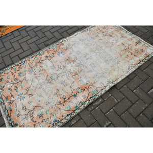 Alfombra Vintage de 3.4x6.5 pies, Alfombra Turca de Lana con Rayas Azules - Product Image 2