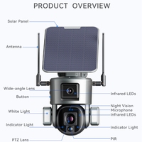 5Y 8MP 4G Wifi Système de sécurité de caméra solaire 4k Full Hd Ip Ptz 8mp 4g Solaire Caméra sans fil 4g Lte