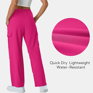 Pantalones Cargo de cintura alta para mujer con logotipo personalizado OEM, ropa de calle Cordura, pantalones con cierre de cordón multibolsillo, ligeros, más planos - Product Image 3