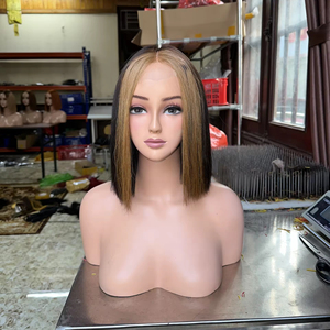 Vente d'usine : Perruques courtes bob en cheveux humains 100% naturels, double épaisseur, lisses, avec dentelle frontale 4x4 et 13x4, têtes d'entraînement à prix de gros - Product Image 1