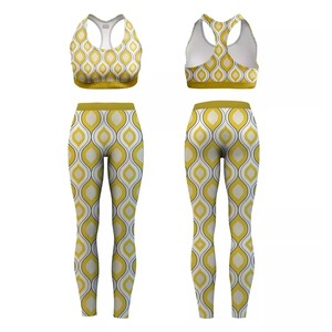 Ropa deportiva de dos piezas de verano para mujer, conjunto de Fitness, sujetador de Yoga transpirable para gimnasio, mallas con patrón sólido de talla grande, ropa de Yoga al por mayor - Product Image 6