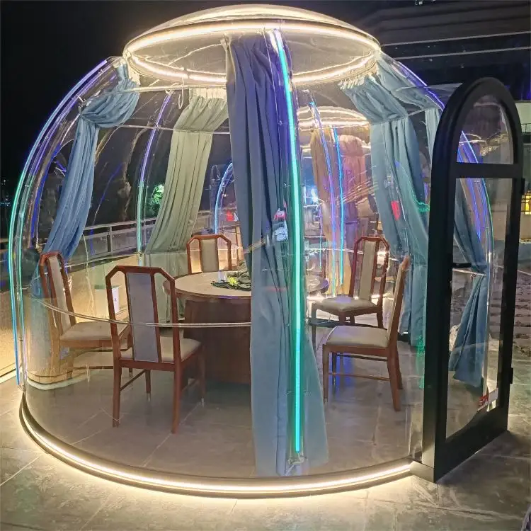 Patio exterior habitación de burbujas policarbonato cielo estrellado habitación transparente Casa de burbujas para jardín