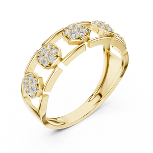 Anillo de Compromiso de Diamantes de Lujo con Detalle de Triple Diamante |   Elegante Joyería Fina para Novias - Product Image 5