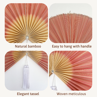Tissé à la main rose naturel bambou ventilateur mur Art décoration grand Kingcraftviet inspiré Vietnam maison suspendu ventilateur tête de lit créatif