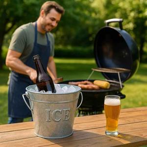 Seau à glace élégant en métal poli, refroidisseur à vin, bol à champagne pour les boissons, décoration de fête, mariage ou bar - Product Image 3