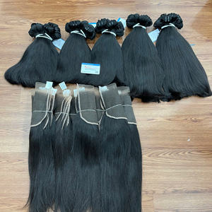 Producto caliente Cierre de encaje y cabello recto frontal Cabello humano Remy virgen Color natural vietnamita Sin desprendimiento Sin enredos - Product Image 5