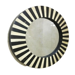 Miroir décoratif en résine incrustée de résine pour chambre à coucher couloirs salon salle de bain forme ronde cadre en résine miroir mural RDM - Product Image 2