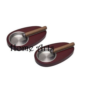 Cenicero de acero inoxidable y madera para cigarrillos, diseño de tendencia, forma redonda, bandeja para fumar tabaco para superventas - Product Image 2