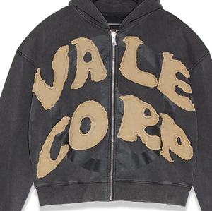 Customize Logo Embroidery Distressed Patch Hoodie 100% Cotton Cropped Raw Hem Streetwear for Men Plain Dyed for Winter - Product Image 3