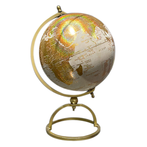 Decoración de globo terráqueo de bronce antiguo Metal fuerte con acabado Vintage para decoración de geografía temática histórica o Global - Product Image 2