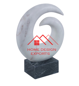 Sculpture en marbre décorative pour le dessus de table, décoration de bureau, forme ronde, sculpture en granit, ton marbre naturel - Product Image 1