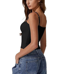 Débardeur de base à double doublure pour femmes, bretelles spaghetti ajustables, chemises caraco sans manches - Product Image 6