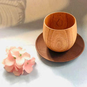 Tasse à thé à café en bois de style vintage avec logo personnalisé direct d'usine, vaisselle ustensile artisanat cadeaux uniques dans les fêtes de mariage - Product Image 1