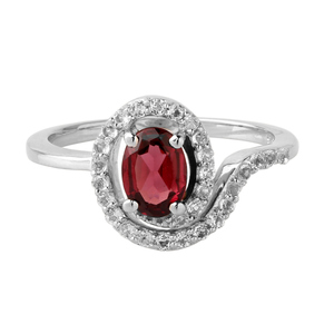 Handmade Women's Natural <b>Garnet</b> White Topaz <b>Ring</b> 925 Sterling <b>Silver</b> Platinum Oval Cut Diamond Everyday Wear Jewelry Shah Gems - Product Image 2